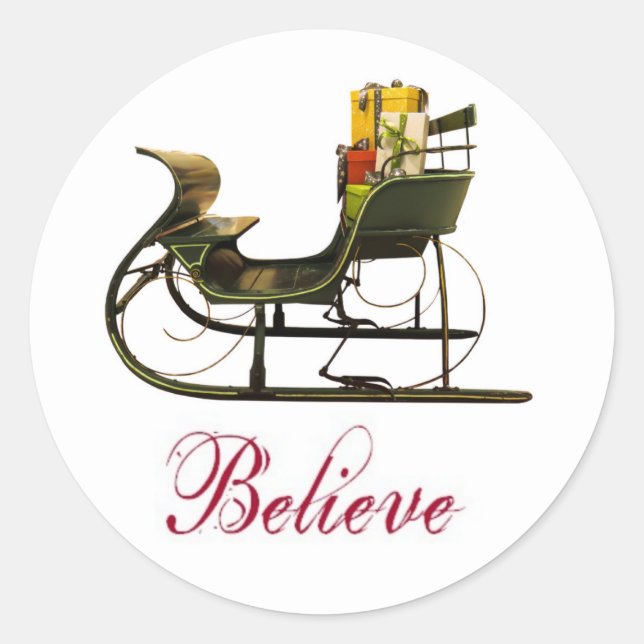 Vintage Sleigh & Believe Calligraphy Envelope Seal (Front)
