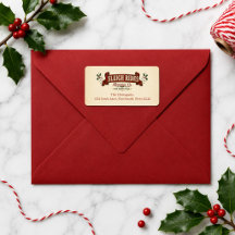 Vintage Sleigh Rides Christmas Return Address