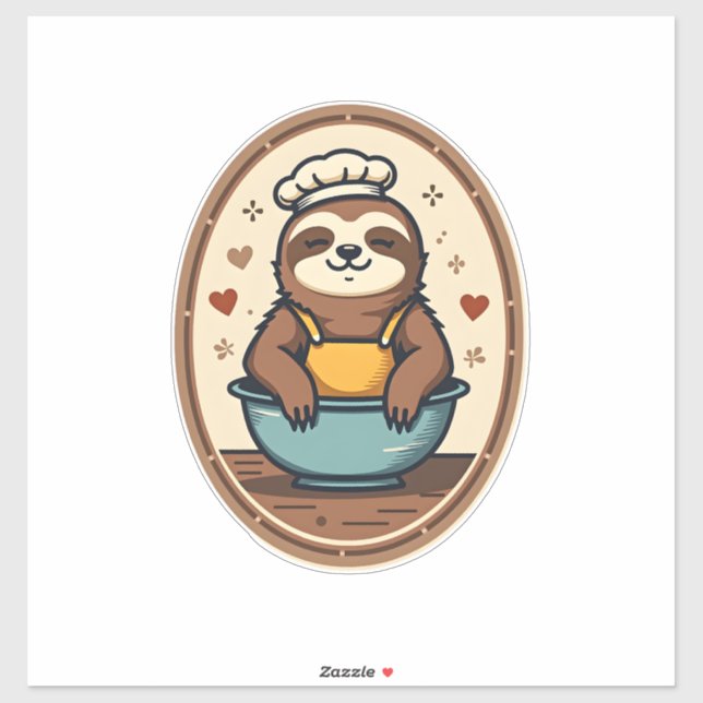 Vintage Sloth Baker Cute Retro Baking Art 2 (Sheet)