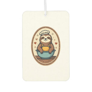 Vintage Sloth Baker Cute Retro Baking Art 2 Car Air Freshener