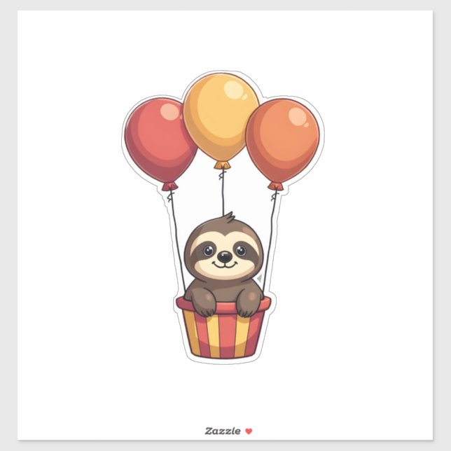 Vintage Sloth Balloons Retro Cute Animal Design 2 (Sheet)