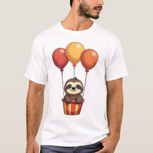 Vintage Sloth Balloons Retro Cute Animal Design 2 T-Shirt