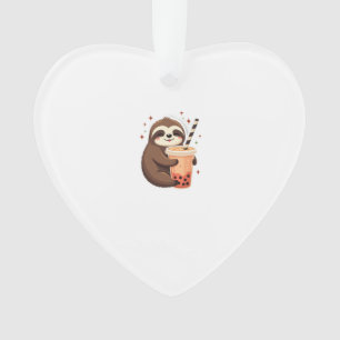 Vintage Sloth Boba Cute Retro Tea Lover 2 Ornament