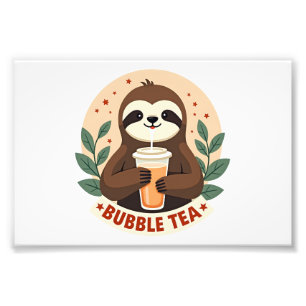 Vintage Sloth Bubble Tea Cute Retro Animal Art 2 Photo Print