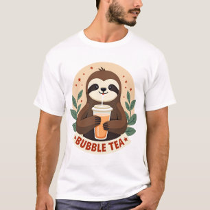 Vintage Sloth Bubble Tea Cute Retro Animal Art 2 T-Shirt