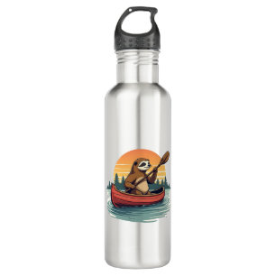 Vintage Sloth Canoe Sunset Retro Wildlife Art 2 710 Ml Water Bottle