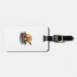 Vintage Sloth Canoe Sunset Retro Wildlife Art 2 Luggage Tag