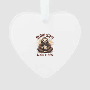 Vintage Sloth Coffee Shirt Cute Slow Morning Humor Ornament
