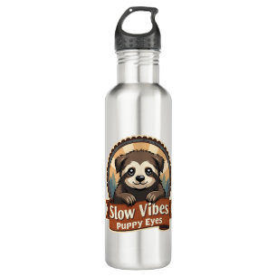 Vintage Sloth Dog Shirt Slow Vibes Puppy Eyes 2 710 Ml Water Bottle