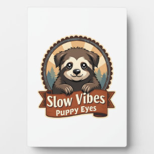 Vintage Sloth Dog Shirt Slow Vibes Puppy Eyes 2 Plaque