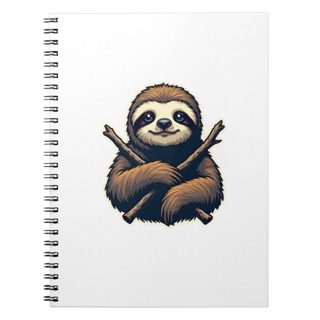 Vintage Sloth Emblem Engraving Shirt Notebook (Front)