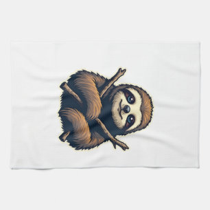 Vintage Sloth Emblem Engraving Shirt Tea Towel