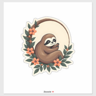 Vintage Sloth Floral Botanical Retro Animal Art 2