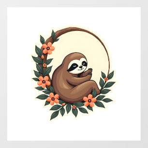 Vintage Sloth Floral Botanical Retro Animal Art 2