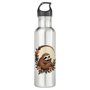 Vintage Sloth Floral Botanical Retro Animal Art 2 710 Ml Water Bottle