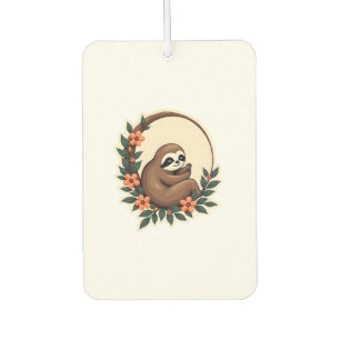Vintage Sloth Floral Botanical Retro Animal Art 2 Car Air Freshener