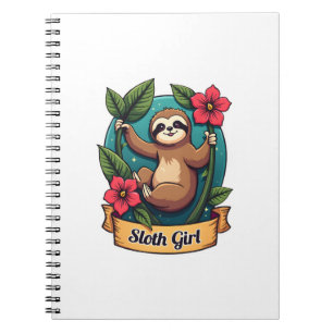 Vintage Sloth Flower Girl Cute Tropical Retro Shir Notebook