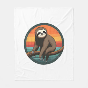 Vintage Sloth Graphic Retro Jungle Animal Art 2 Fleece Blanket