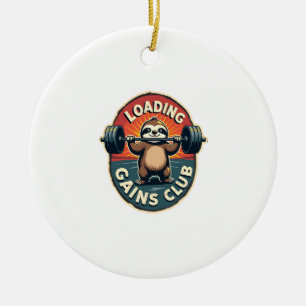 Vintage Sloth Gym Humor Installing Muscles Shirt 2 Ceramic Ornament