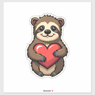 Vintage Sloth Heart Retro Love Animal Art 2