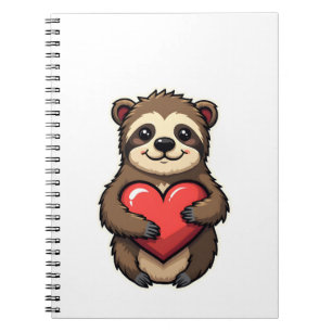 Vintage Sloth Heart Retro Love Animal Art 2 Notebook