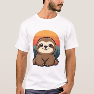 Vintage Sloth Illustration Cute Retro Animal Art 2 T-Shirt