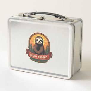 Vintage Sloth Illustration Retro Nature Art 2 Metal Lunch Box