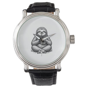Vintage Sloth Knitting Engraving Shirt Design_1 Watch