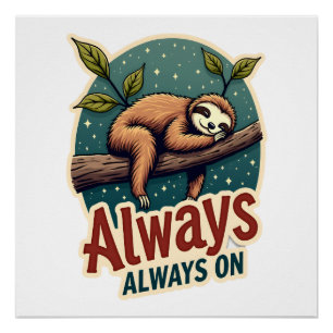 Vintage Sloth Lazy Quote Funny Energy Efficient De Poster