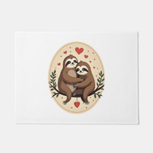 Vintage Sloth Love Retro Valentine Shirt 2 Doormat