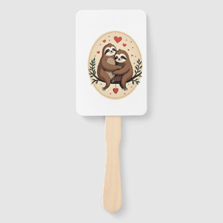 Vintage Sloth Love Retro Valentine Shirt 2 Hand Fan