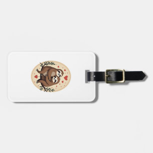 Vintage Sloth Love Retro Valentine Shirt 2 Luggage Tag