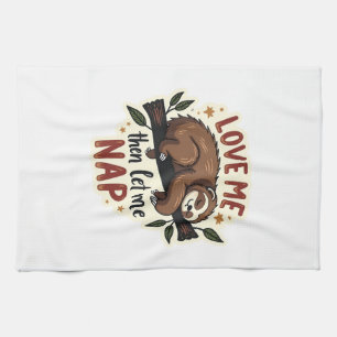 Vintage Sloth Quote Cute Sleepy Animal Design 2 Tea Towel