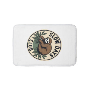 Vintage Sloth Quote Funny Slow Living T-Shirt 2 Bath Mat