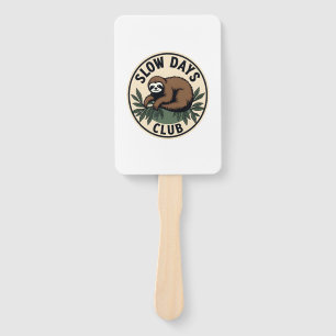 Vintage Sloth Quote Funny Slow Living T-Shirt 2 Hand Fan