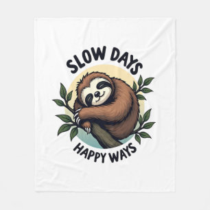 Vintage Sloth Quote Relaxed Nature Graphic 2 Fleece Blanket