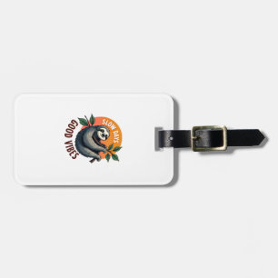 Vintage Sloth Quote Take Life Slow Retro Art 2 Luggage Tag