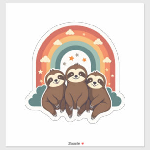 Vintage Sloth Rainbow Retro Cute Animal Art 2