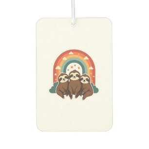 Vintage Sloth Rainbow Retro Cute Animal Art 2 Car Air Freshener