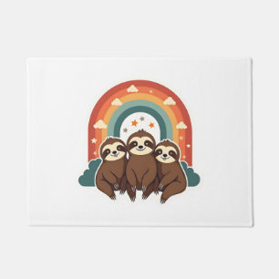 Vintage Sloth Rainbow Retro Cute Animal Art 2 Doormat