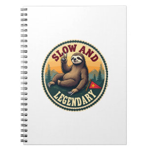 Vintage Sloth Shirt Funny Retro Slow and Legendary Notebook