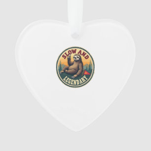 Vintage Sloth Shirt Funny Retro Slow and Legendary Ornament