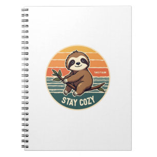 Vintage Sloth Shirt Take It Slow Stay Cozy 2 Notebook