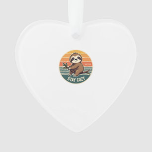 Vintage Sloth Shirt Take It Slow Stay Cozy 2 Ornament