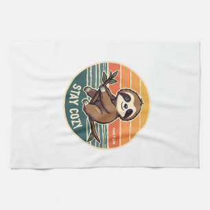 Vintage Sloth Shirt Take It Slow Stay Cozy 2 Tea Towel