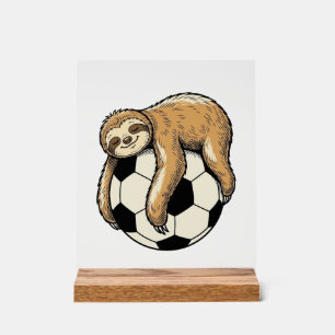 Vintage Sloth Soccer Ball Cute Animal Shirt Design Acrylic Sign