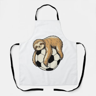 Vintage Sloth Soccer Ball Cute Animal Shirt Design Apron