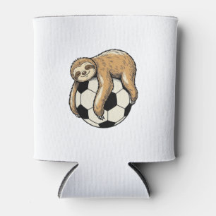 Vintage Sloth Soccer Ball Cute Animal Shirt Design Can Cooler