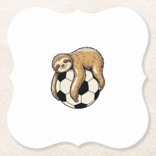 Vintage Sloth Soccer Ball Cute Animal Shirt Design Paper Coaster