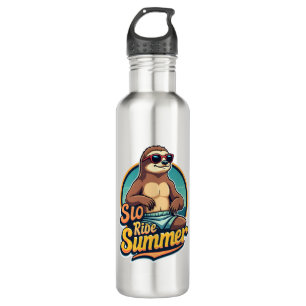 Vintage Sloth Summer Retro Beach Vibes Design 2 710 Ml Water Bottle